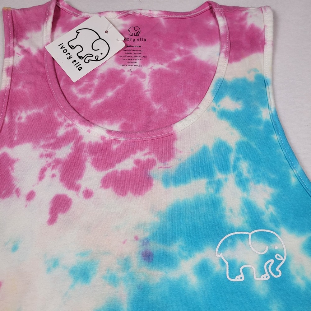 Ivory Ella Tie Die Woman's Tank Size Large‎